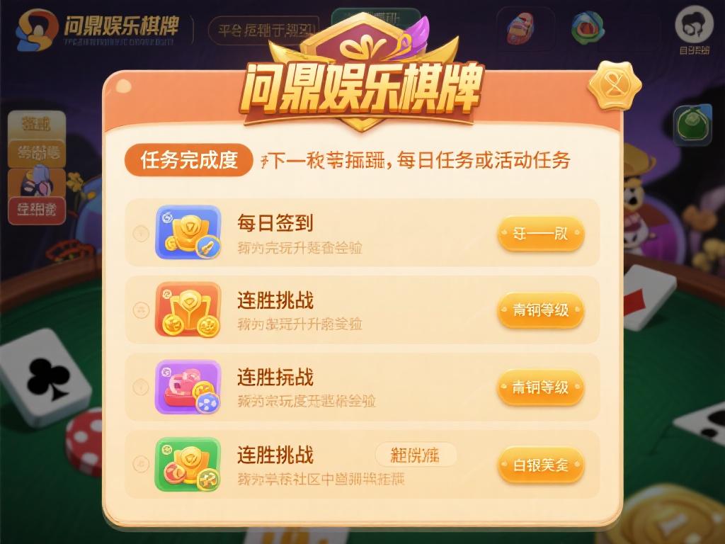 其次，任务完成度也不可忽视。问鼎娱乐棋牌平台经常推